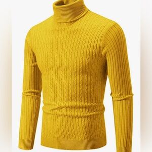 Grace Karin NWOT L UNISEX SOFT COMFY Yellow Cable Knit Sweater